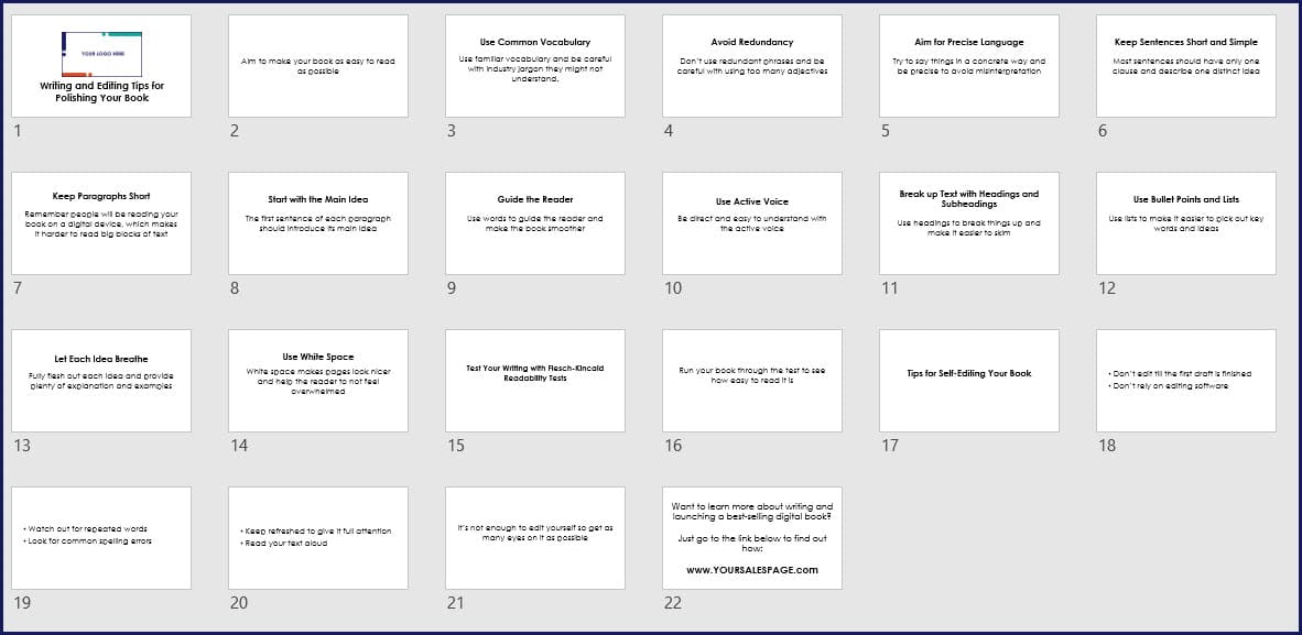 Write Your Expert Book Expansion Pack - Writing and Editing Tips Slideshow Write Your Expert Book Expansion Pack - Writing and Editing Tips Slideshow