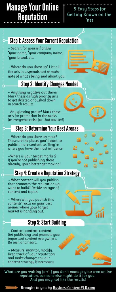 PLR Infographic - Manage Your Online Reputation in 5 Easy Steps