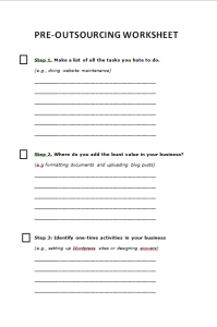 Sample of worksheet created from PLR article