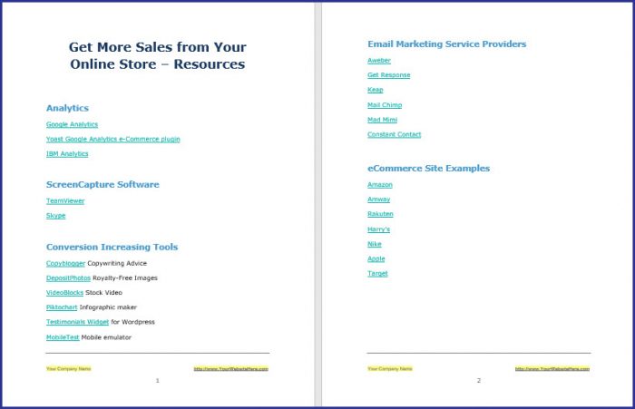 Get More Sales from Your Online Store - Resources