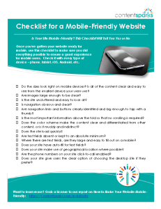 Checklist for mobile site