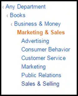 subcategories mktg sales