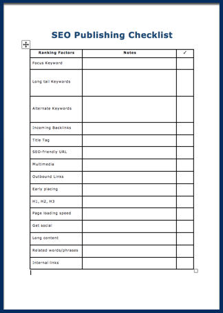 Introduction to SEO and Keywords - Publishing Checklist