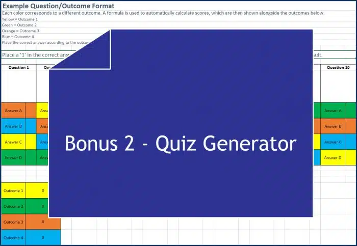 Quiz Building for Marketers - Bonus 2 Quiz Generator Spreadsheet