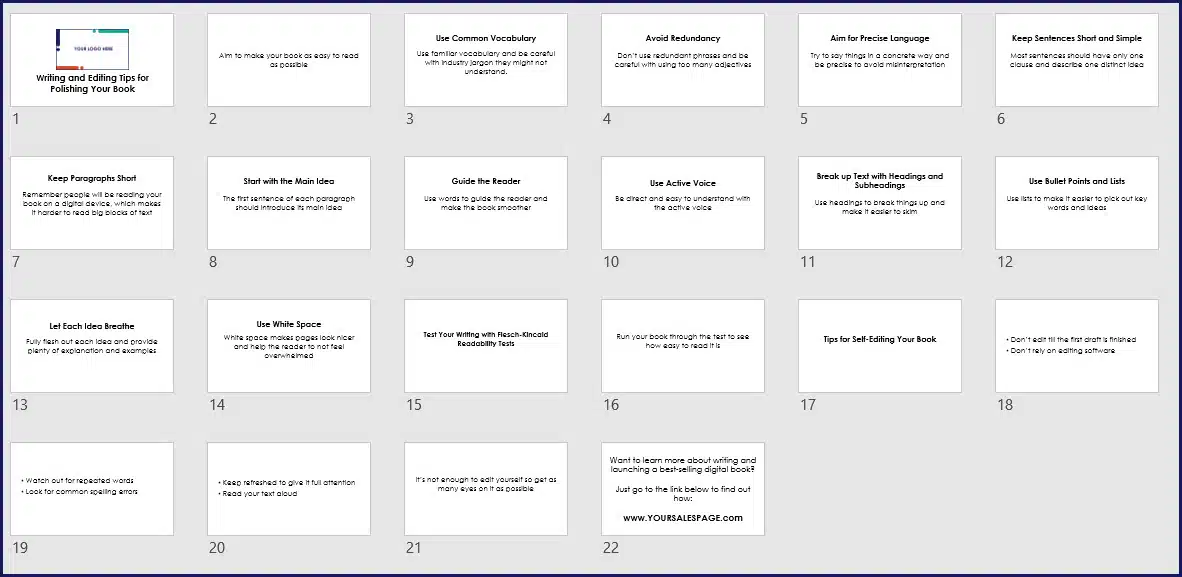 Write Your Expert Book Expansion Pack - Writing and Editing Tips Slideshow