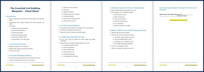 How to Build an Email List from Scratch - Opt In Cheat Sheet