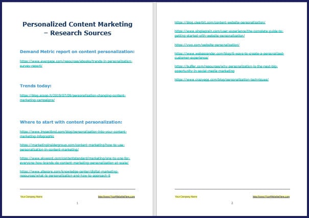 Personalized Content Marketing - Research Sources