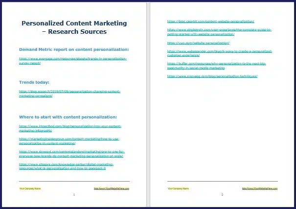 Personalized Content Marketing - Research Sources