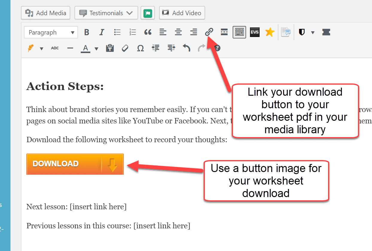 button for download