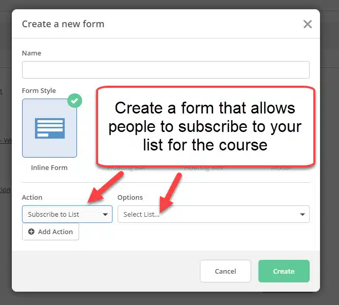 create optin form