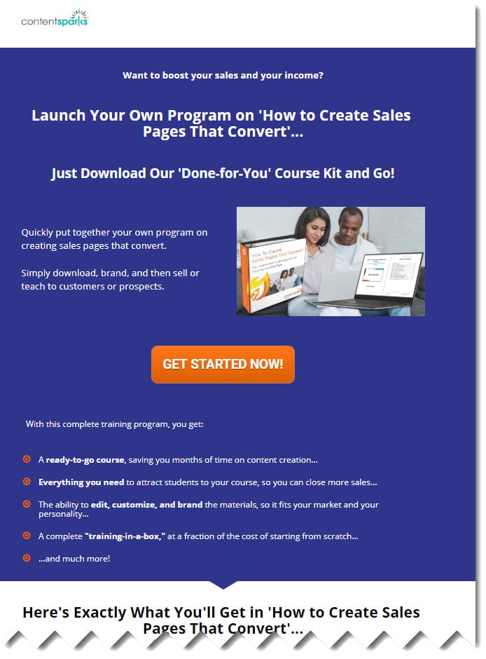 Course Sales Page example