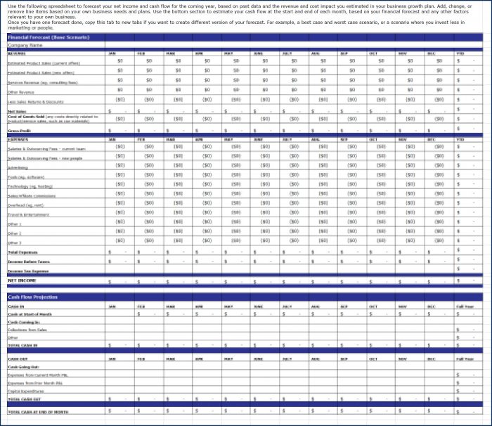 Create Your Business Growth Plan - Financial Forecast Spreadsheet