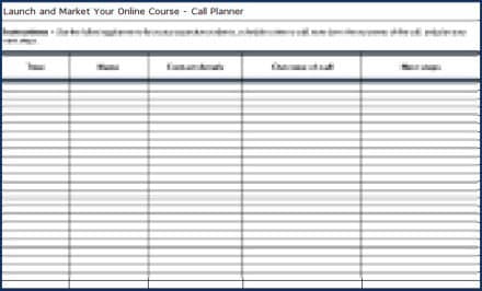 Launch & Market Your Online Course - Call Planner