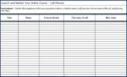 Launch & Market Your Online Course - Call Planner