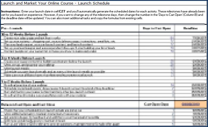 Launch & Market Your Online Course - Launch Schedule