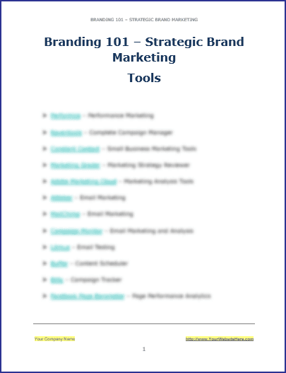 Strategic Brand Marketing - Tools