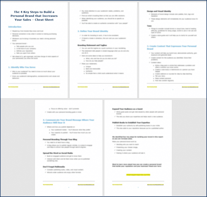 Build Your Unique Personal Brand - Opt In Cheat Sheet