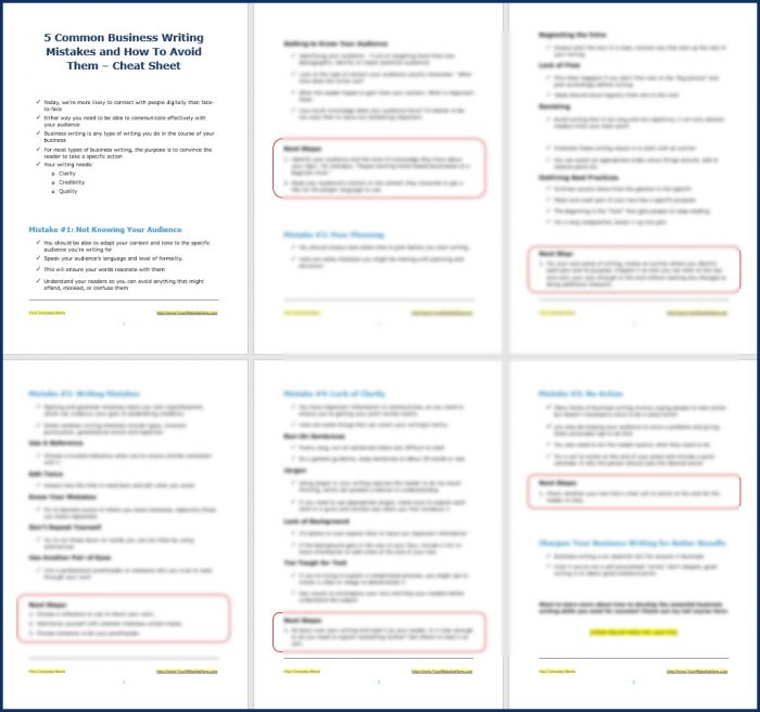 Essential Business Writing Skills - Opt In Cheat Sheet