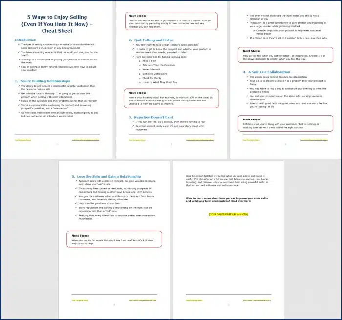 Sales Skills - Opt In Cheat Sheet