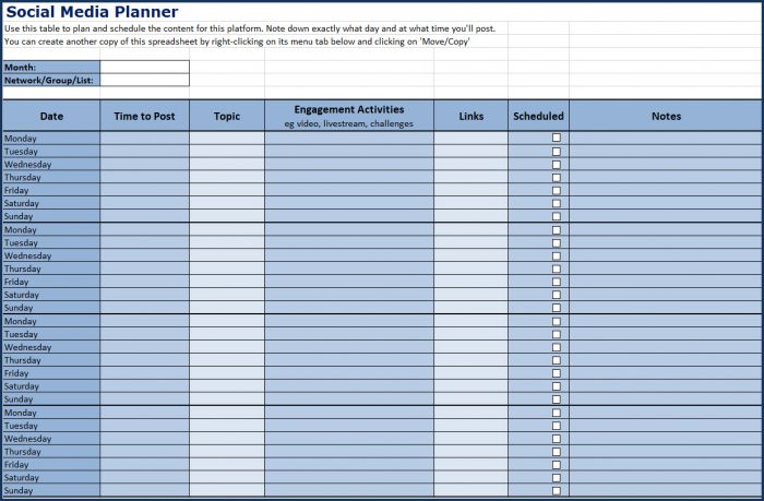 Build Your Audience Using Social Media - Social Media Content Planner