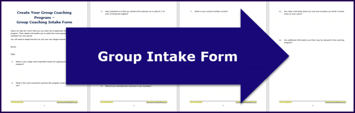 CreaCreate Your Group Coaching Program - Intake Formte Your Group Coaching Program - Questionnaire