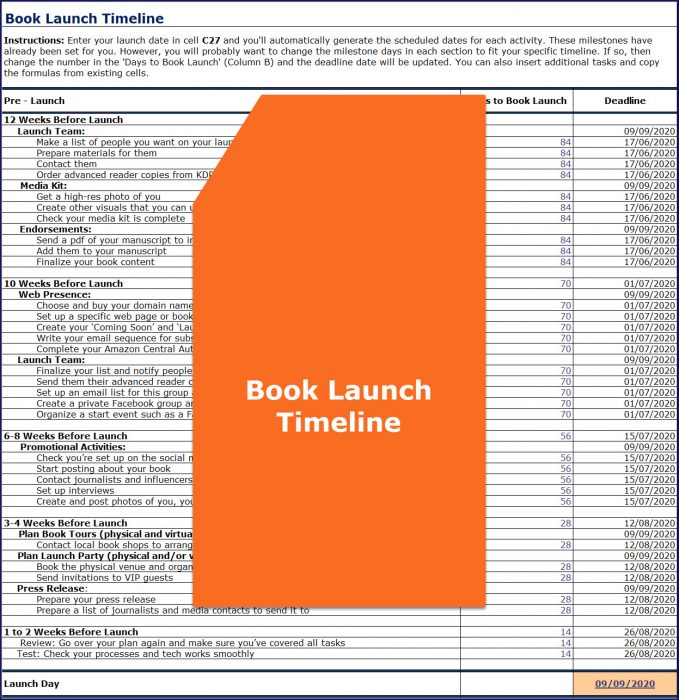 Promote & Market Your Business Book - Book Launch Timeline