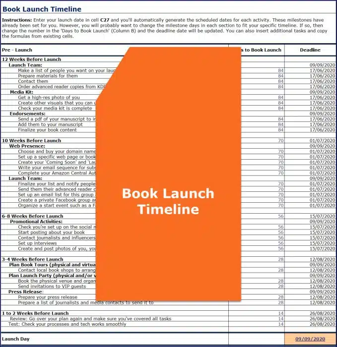 Promote & Market Your Business Book - Book Launch Timeline