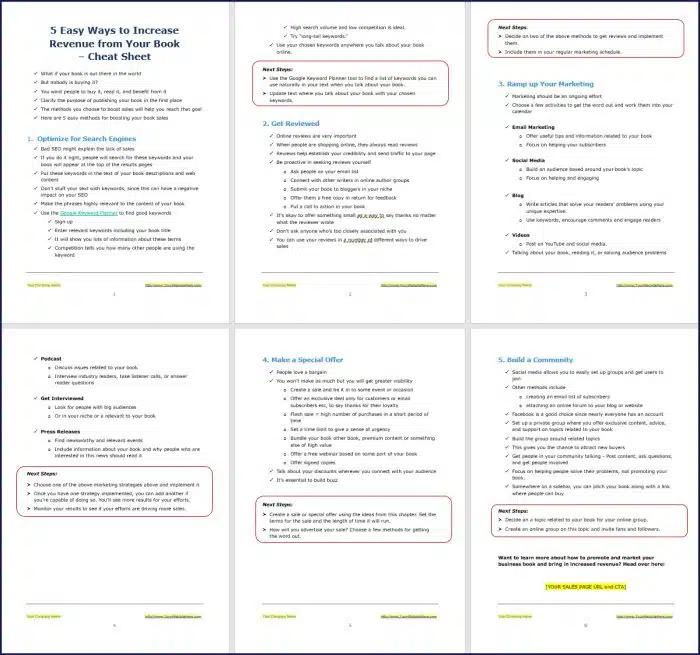 Promote & Market Your Business Book - OptIn Cheat Sheet