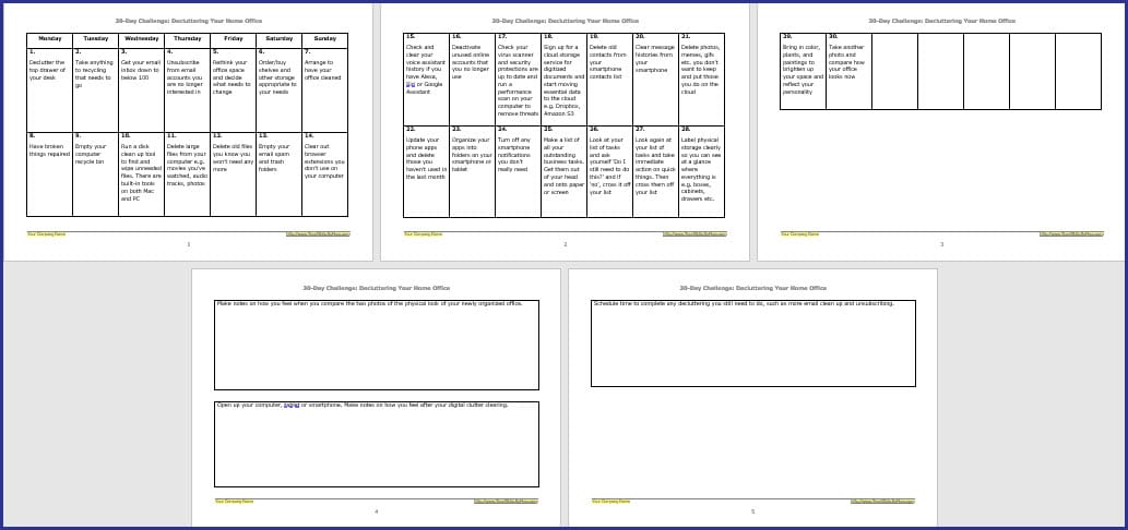 Decluttering Expansion Pack - 30-Day Challenge Calendar