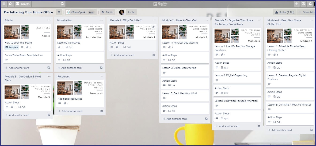 Decluttering Expansion Pack - Course Trello Board
