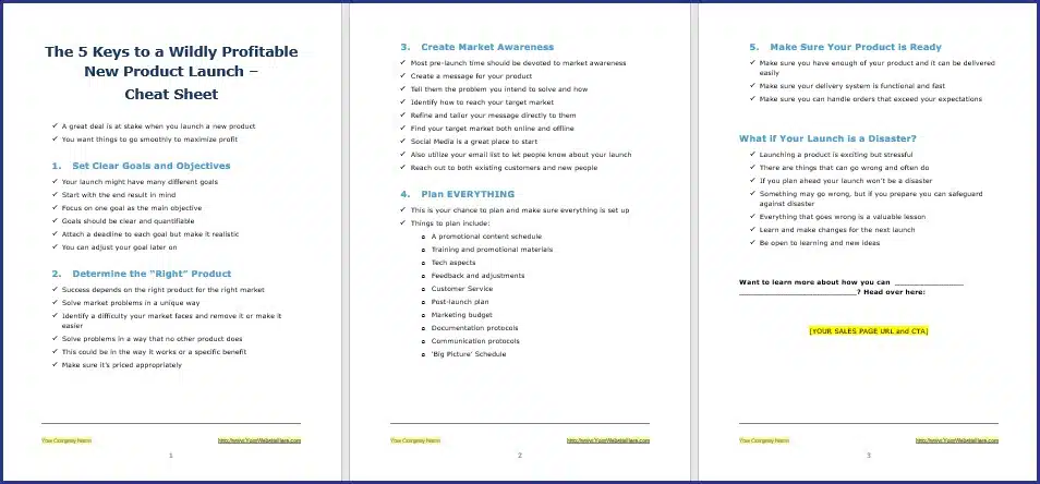 Launch Your Product Like a Pro - Opt In Cheat Sheet