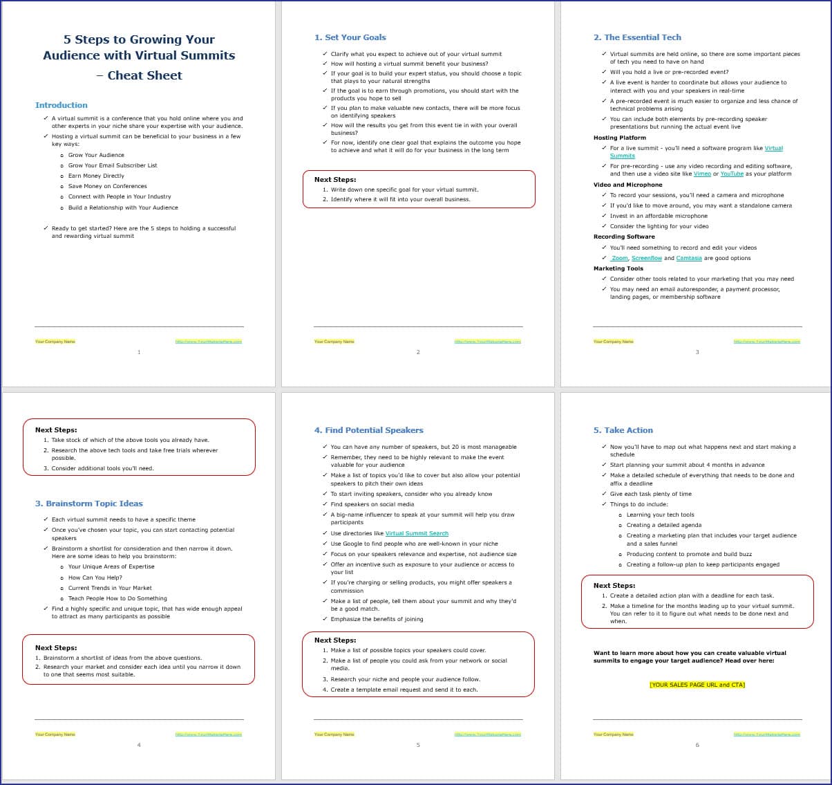 Virtual Summit Success - OptIn Cheat Sheet