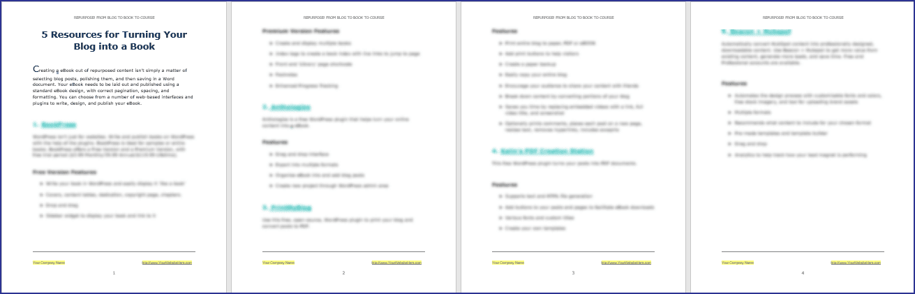 Repurpose! From Blog to Book to Course Expansion Pack 6 eBook Resources