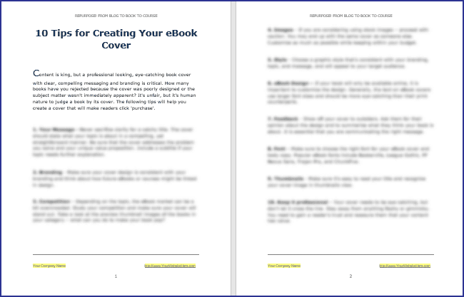 Repurpose! From Blog to Book to Course Expansion Pack 3 eBook Cover Tips