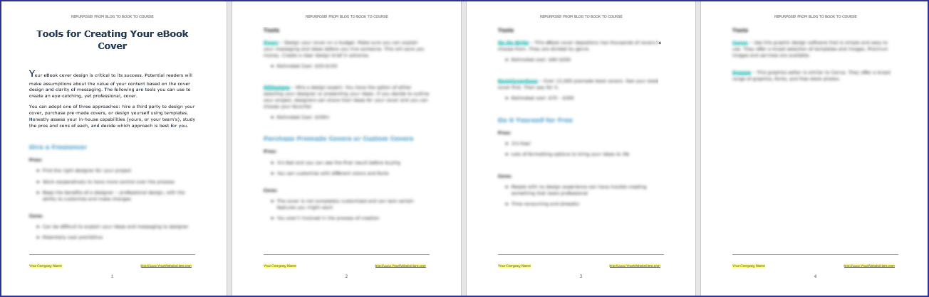 Repurpose! From Blog to Book to Course Expansion Pack 5 eBook Cover Tools