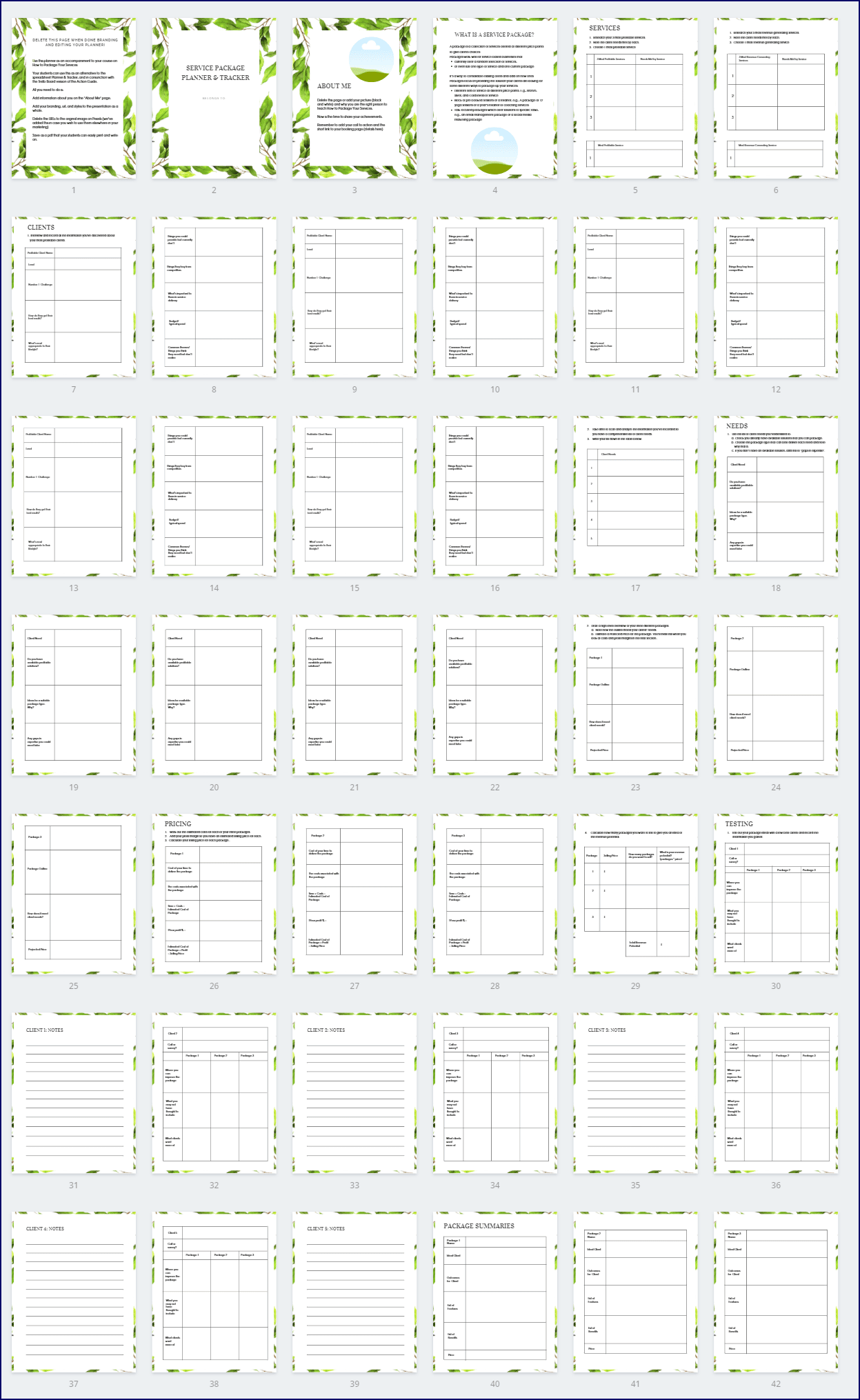 Packaging & Pricing Your Services - Upgrade Bonus Canva Planner