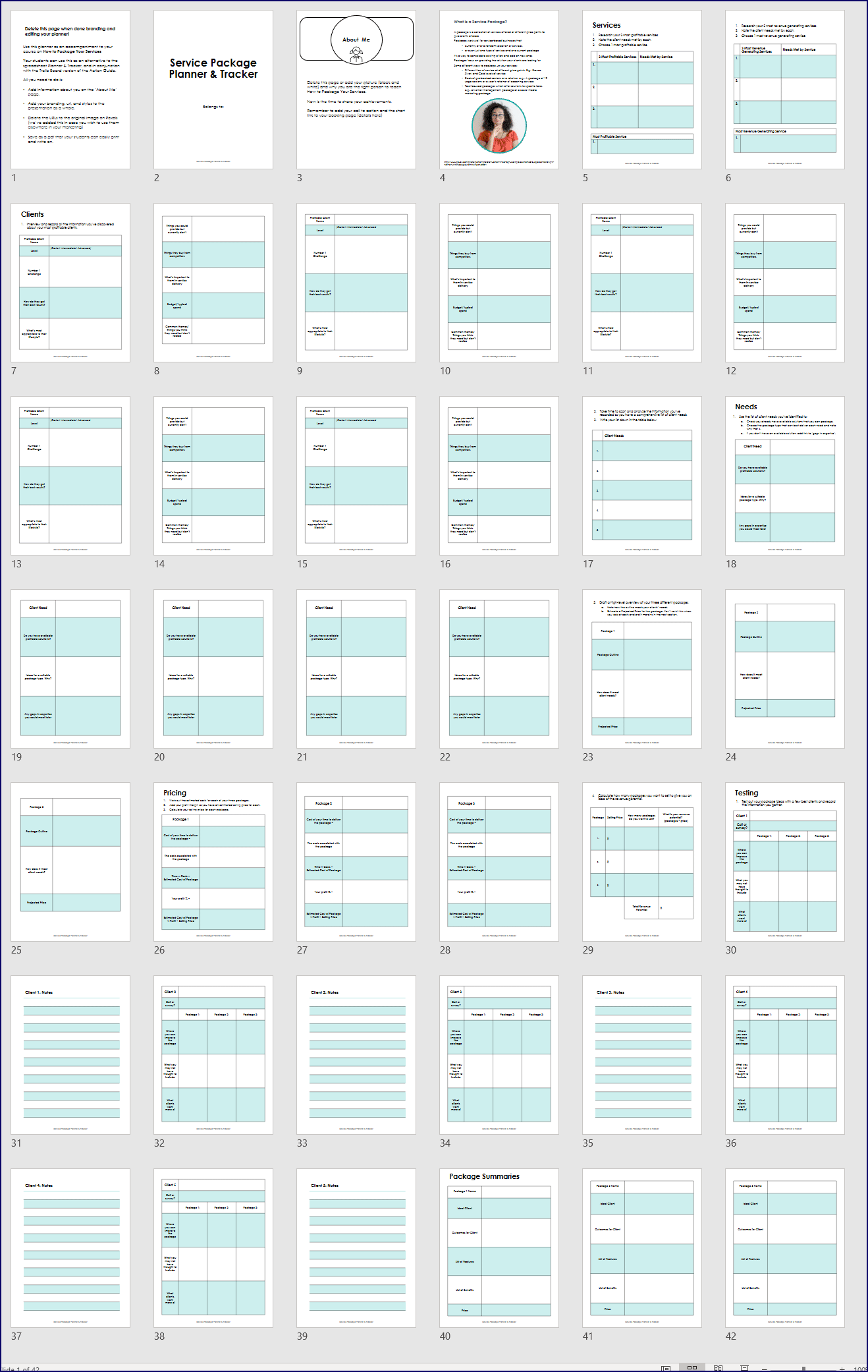 Packaging & Pricing Your Services - Upgrade Bonus PPTX Planner
