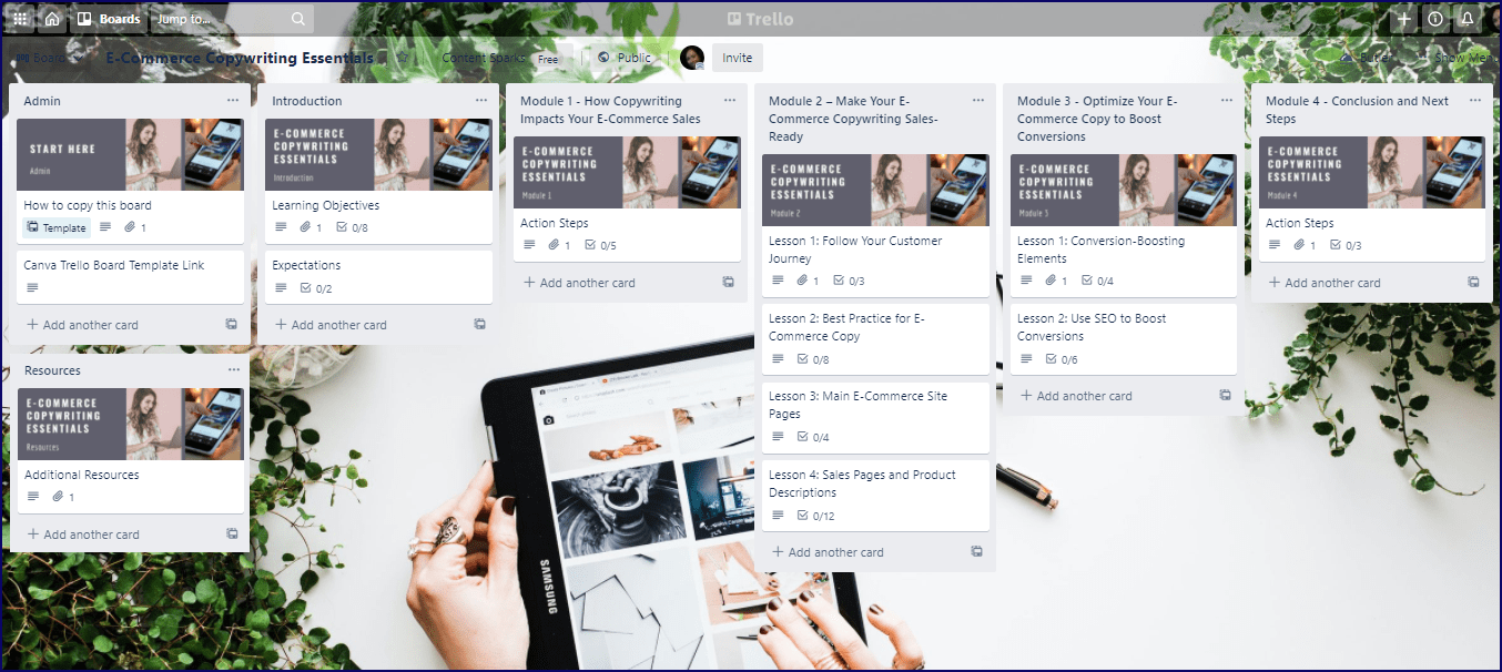 E-Commerce Copywriting Essentials - Trello Board