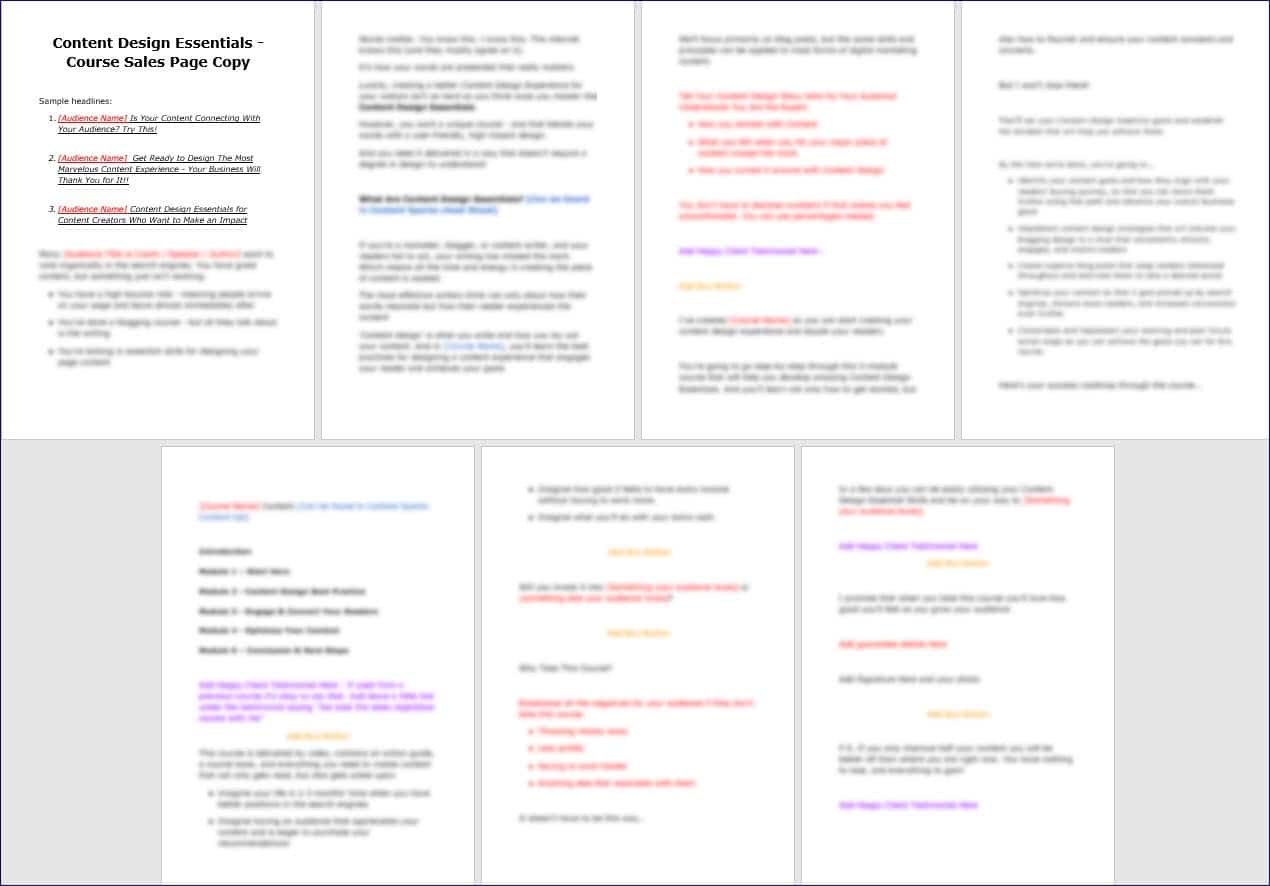 Content Design Essentials - Bonus Sales Page Copy
