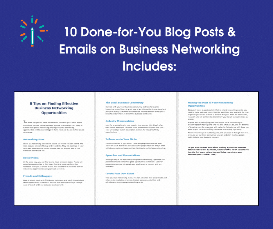 10 Done for You Blog Posts Emails BizNetworking Sales Page gif