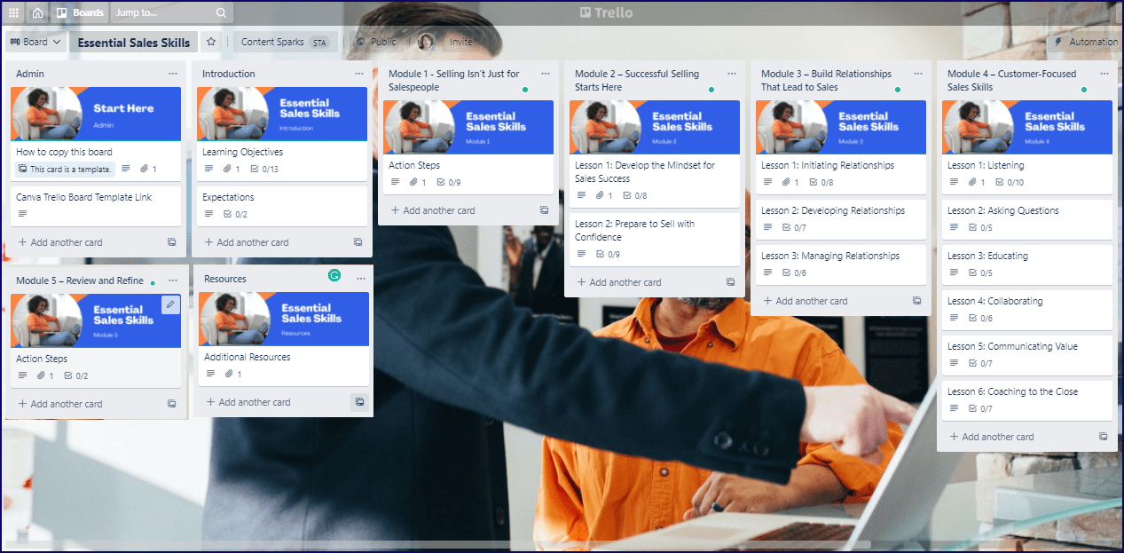 Sales Skills Upgrade Pack - Trello Board Sales Skills Upgrade Pack Trello Board