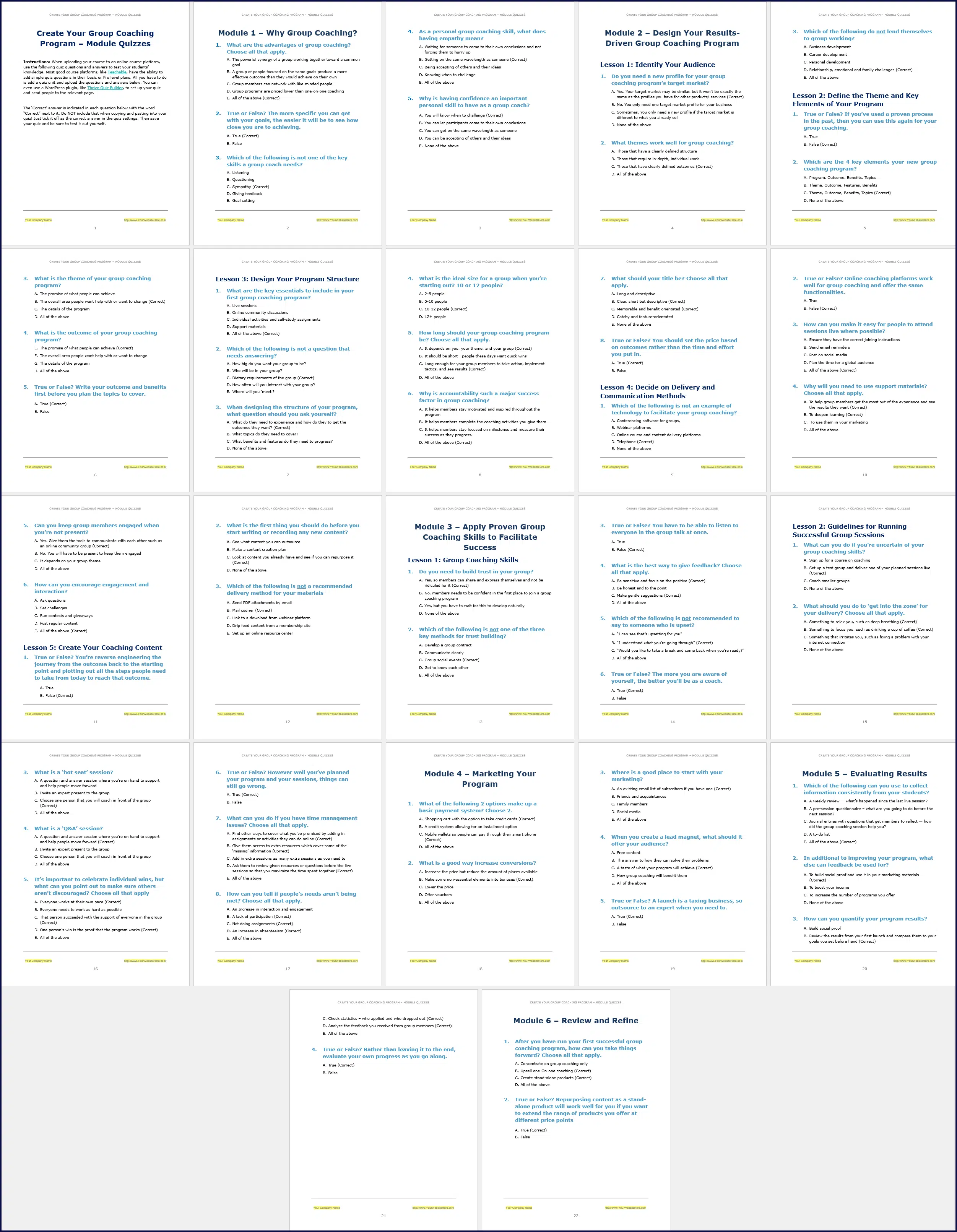 GroupCoachingProgramExPack ModuleQuizzes