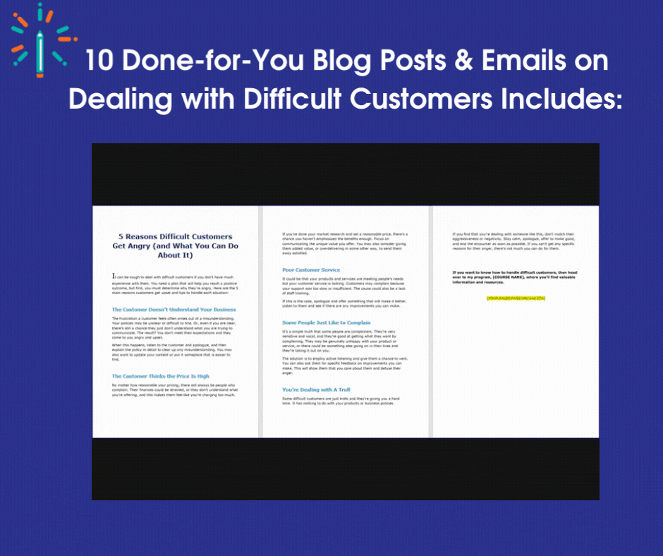 Bundle 7 Difficult Customers Sales Page gif