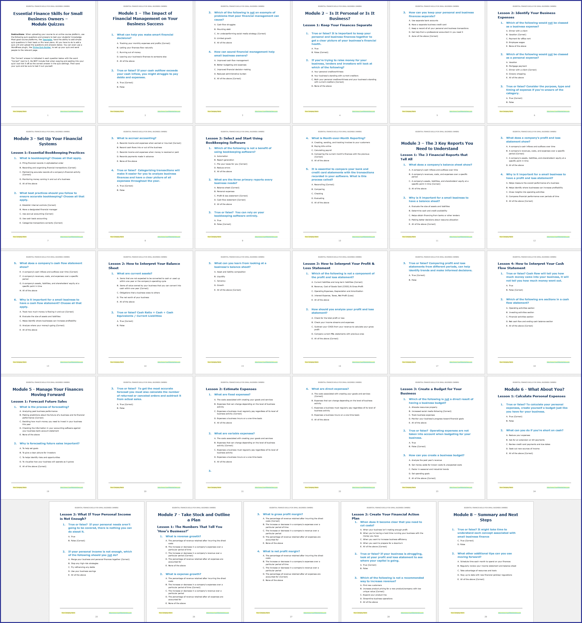 SmallBizFinanceUpgrade ModuleQuizzes