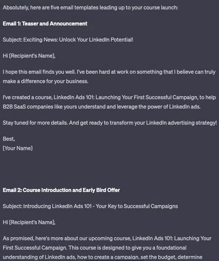 ChatGPT Prompts to Write Sales Copy and Sales Emails 2