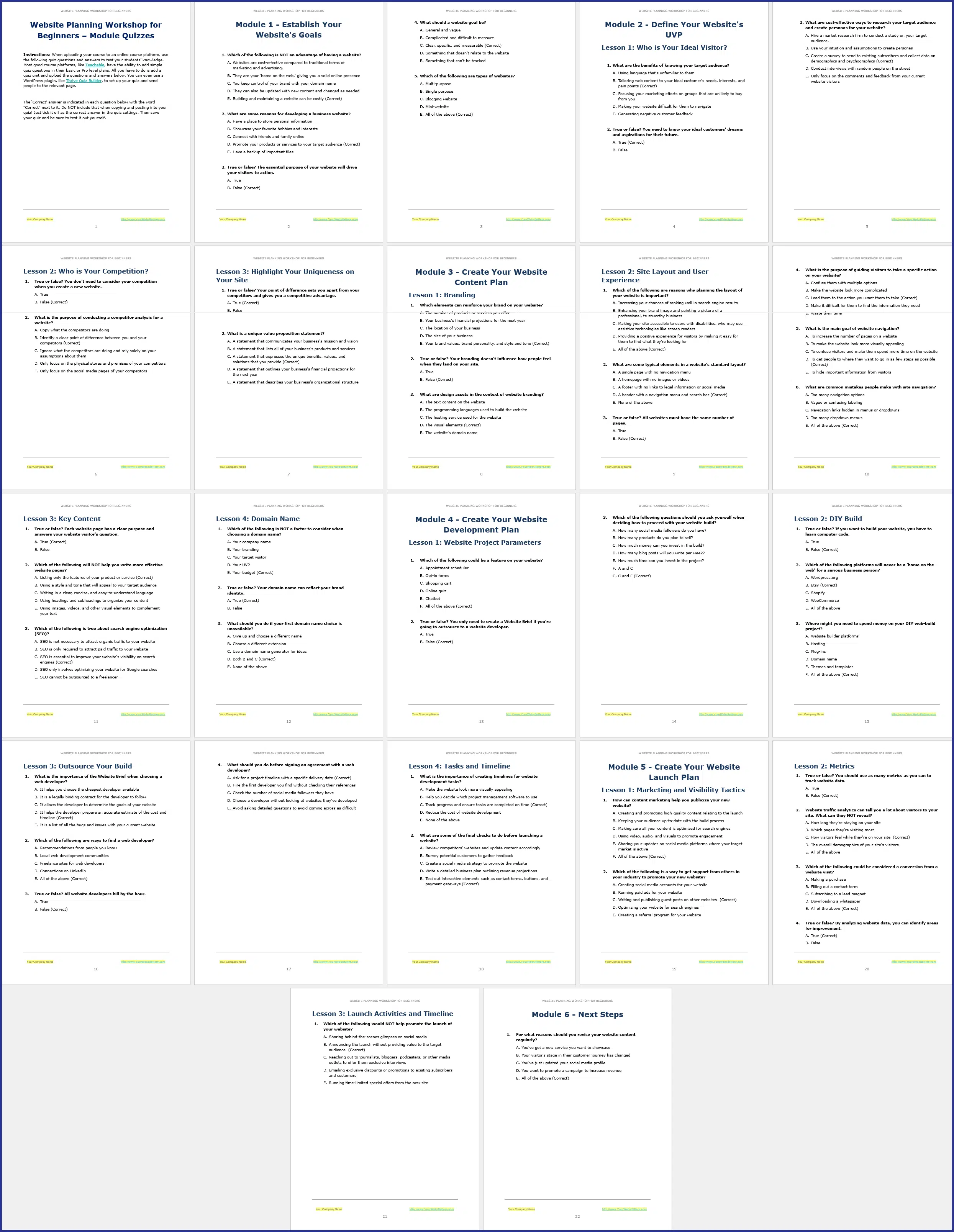 WebsitePlanning ModuleQuizzes