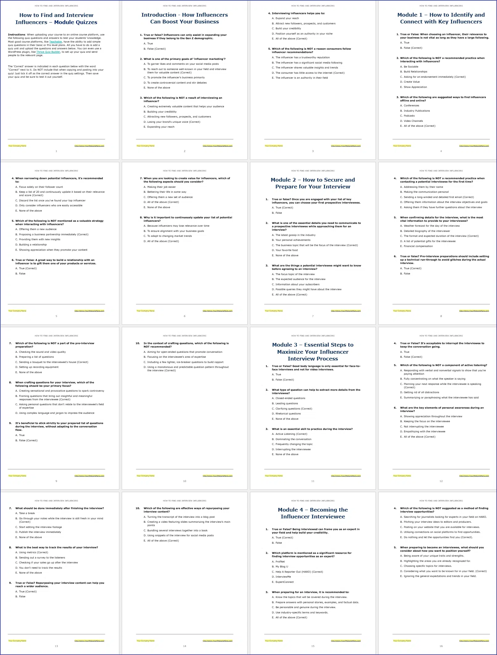 InterviewInfluencer ModuleQuizzes