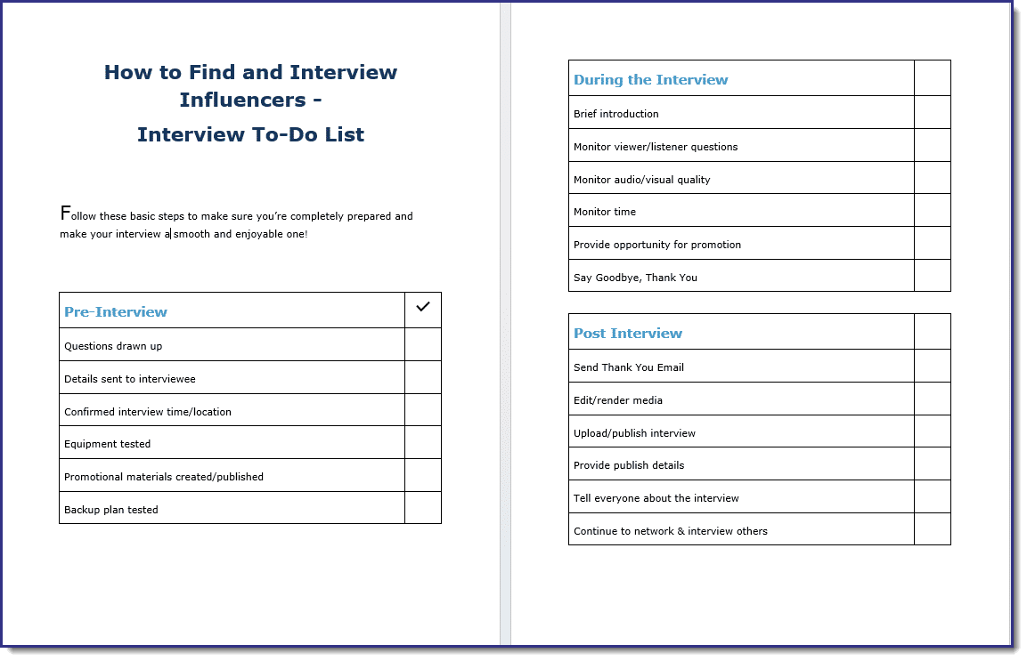 Influencer Interview Checklist