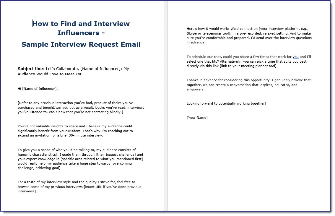 Influencer Interview Email Swipe