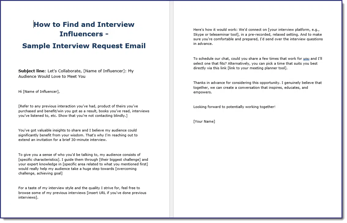 Influencer Interview Email Swipe